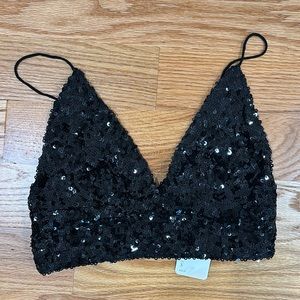 Black sequined bralette top Free People